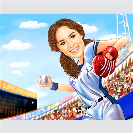 Baseball Girl Caricature from Photo - myDaVinci